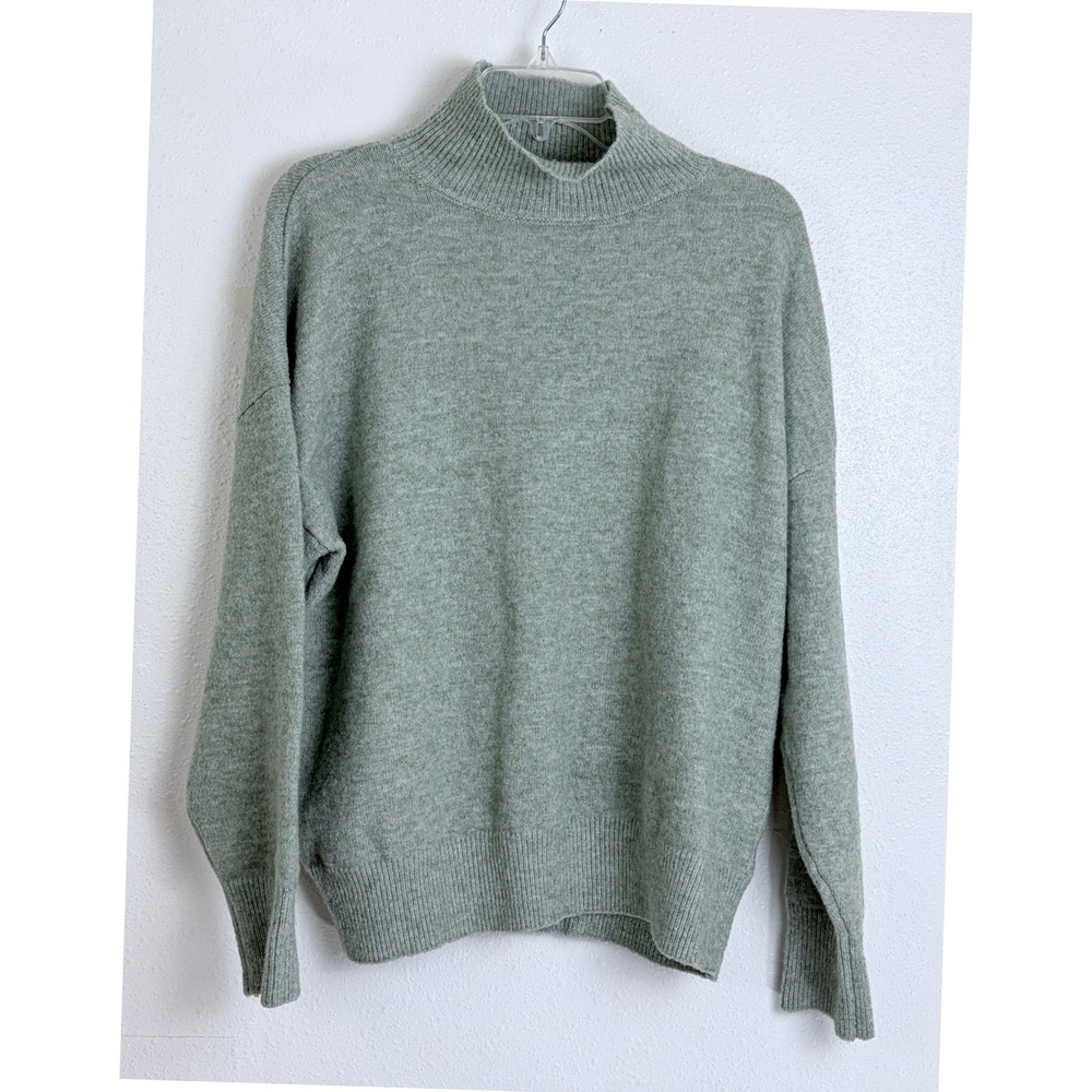 Minimalist Sage Green Mock Neck Pullover Sweater Industry L
